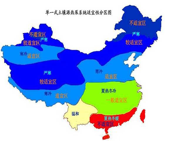 中國適合安裝地源熱泵的地域有哪些？